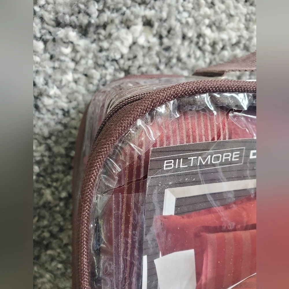 Biltmore 60% Silk 100% COTTON stripes Burgundy Duvet Cover Only Full/Queen Size.